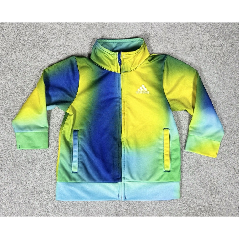 Adidas Baby Toddler ombré full-zip track jacket Blue Yellow Green 12 Months (B7) - Picture 1 of 4